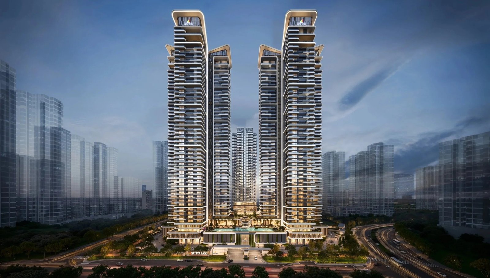 Sattva Lago luxury apartments aerial view Neopolis Kokapet